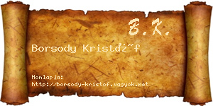 Borsody Kristóf névjegykártya